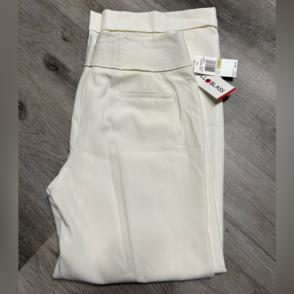 Bill Blass Winter White Cuffed Bottom Pants Size 14 NEW
